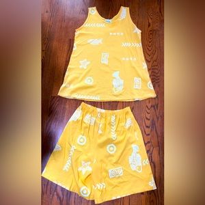 BOCA RATON NEW OLD STK BEACH RESORT WEAR CHANTILLY Shorts & Top Yellow Fish L